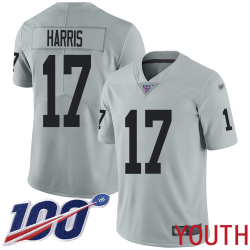 Oakland Raiders Limited Silver Youth Dwayne Harris Jersey NFL Football 17 100th Season Inverted Legend Jersey